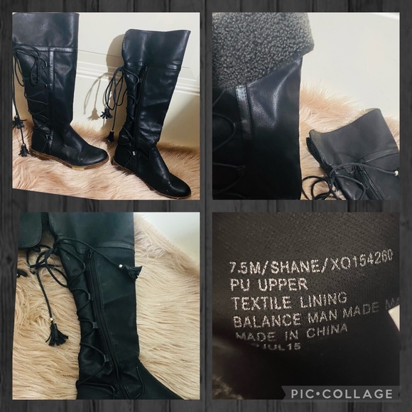 Size 7.5 XOXO brand style SHANE lace up tassel black riding boots - Picture 7 of 7